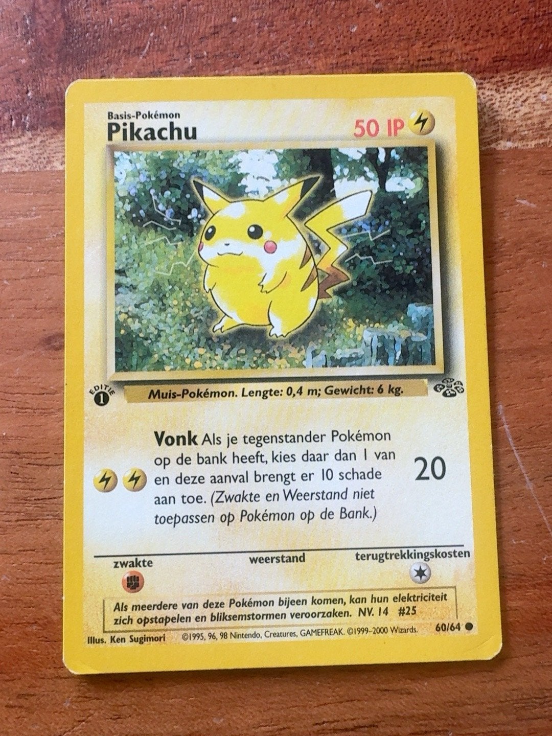 Pokémon Pikachu 1st Edition Jungle 60/64 Nederlands, Ophalen of Verzenden, Zo goed als nieuw