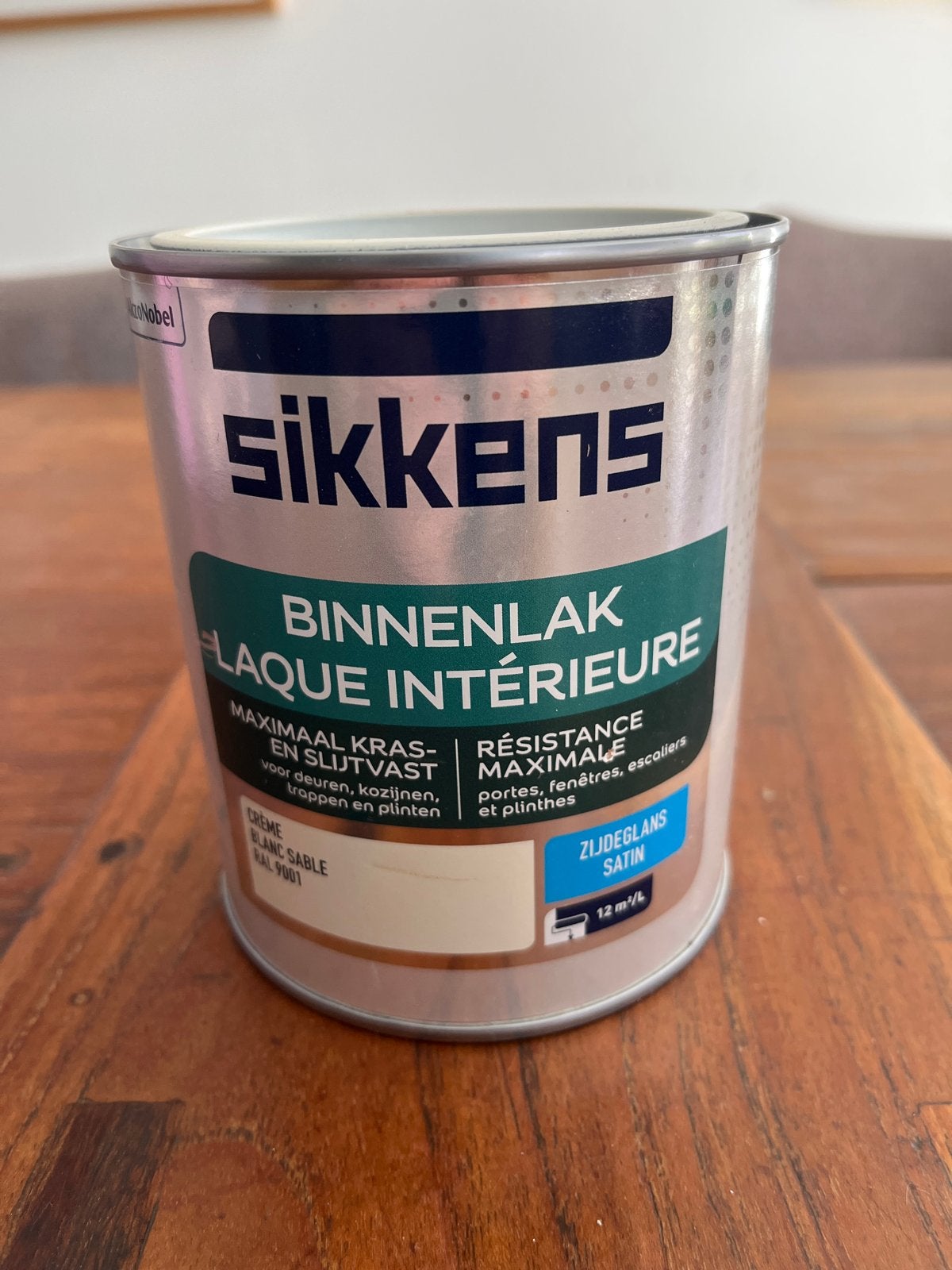 Sikkens Binnenlak Crème RAL 9001 Zijdeglans 0,75 liter, Ophalen, Beige, Nieuw, Lak