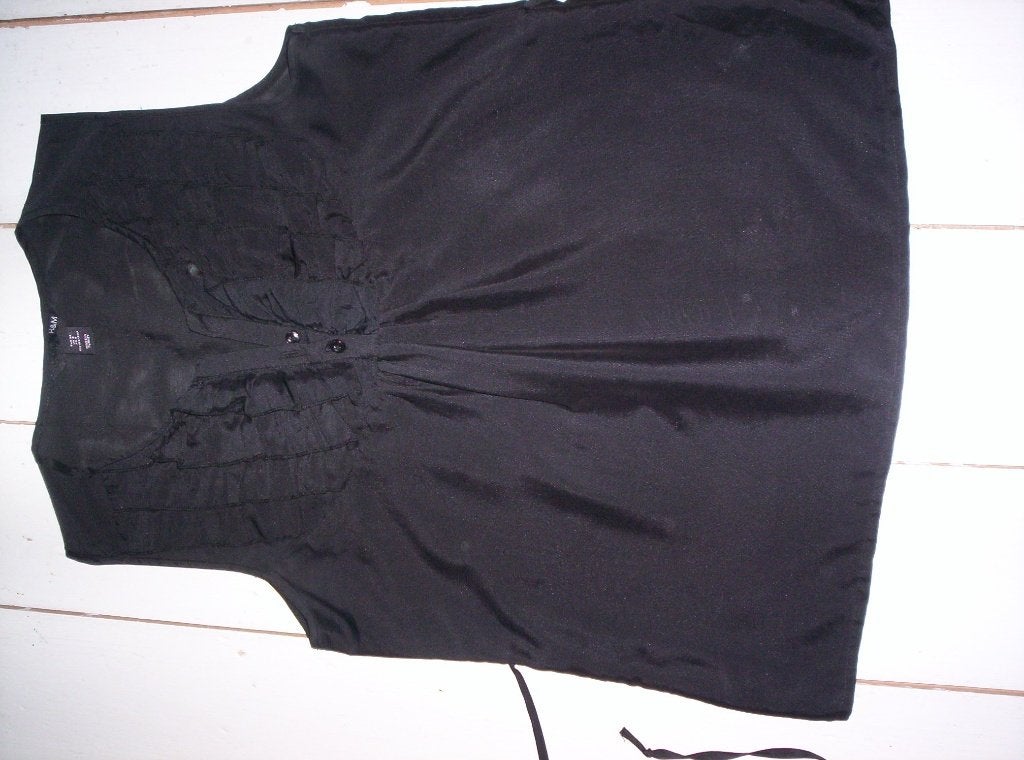 BLOESJE van H&M, zwart met flodder, maat 36, striksluiting, H&M, Zwart, Ophalen of Verzenden, Zo goed als nieuw