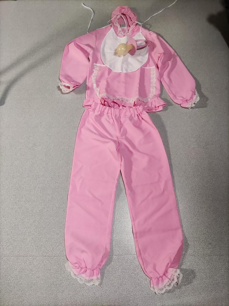 Roze babypakje broek met trui en speen carnaval verkleden, Ophalen of Verzenden, Zo goed als nieuw, 158 t/m 164, Jongen of Meisje