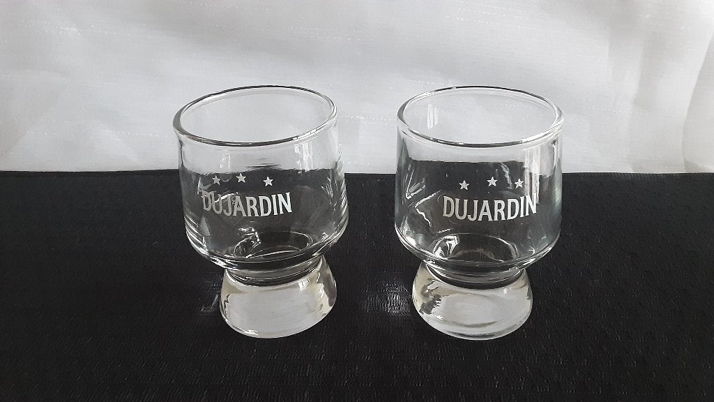 DUJARDIN glaasjes, 2 stuks, Verzamelen, Glas en Borrelglaasjes, Ophalen of Verzenden, Zo goed als nieuw, Borrel- of Shotglas