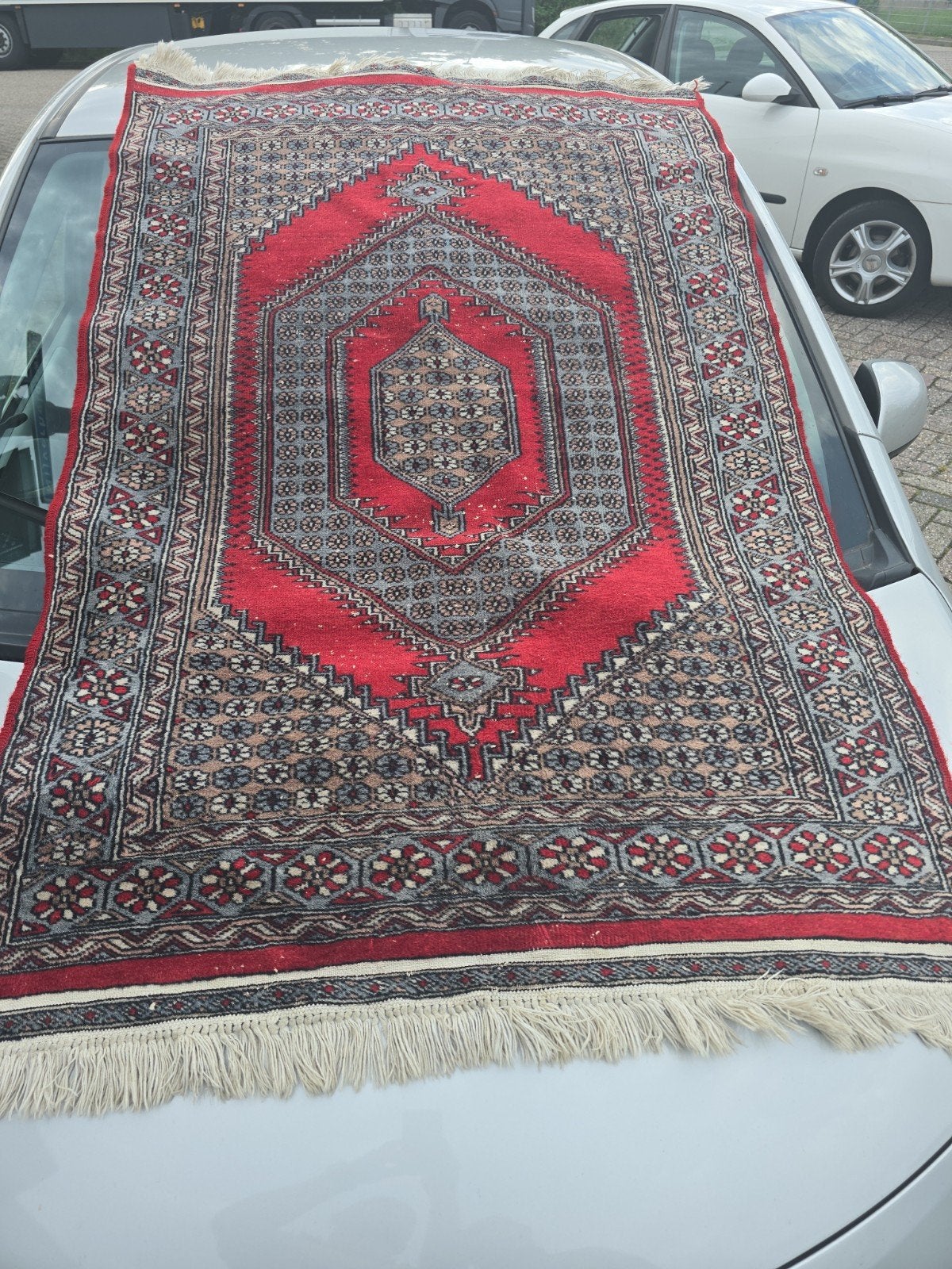 Prachtig handgeknoopt Perzisch tapijt - Rood/Grijs/Bruin, Ophalen of Verzenden