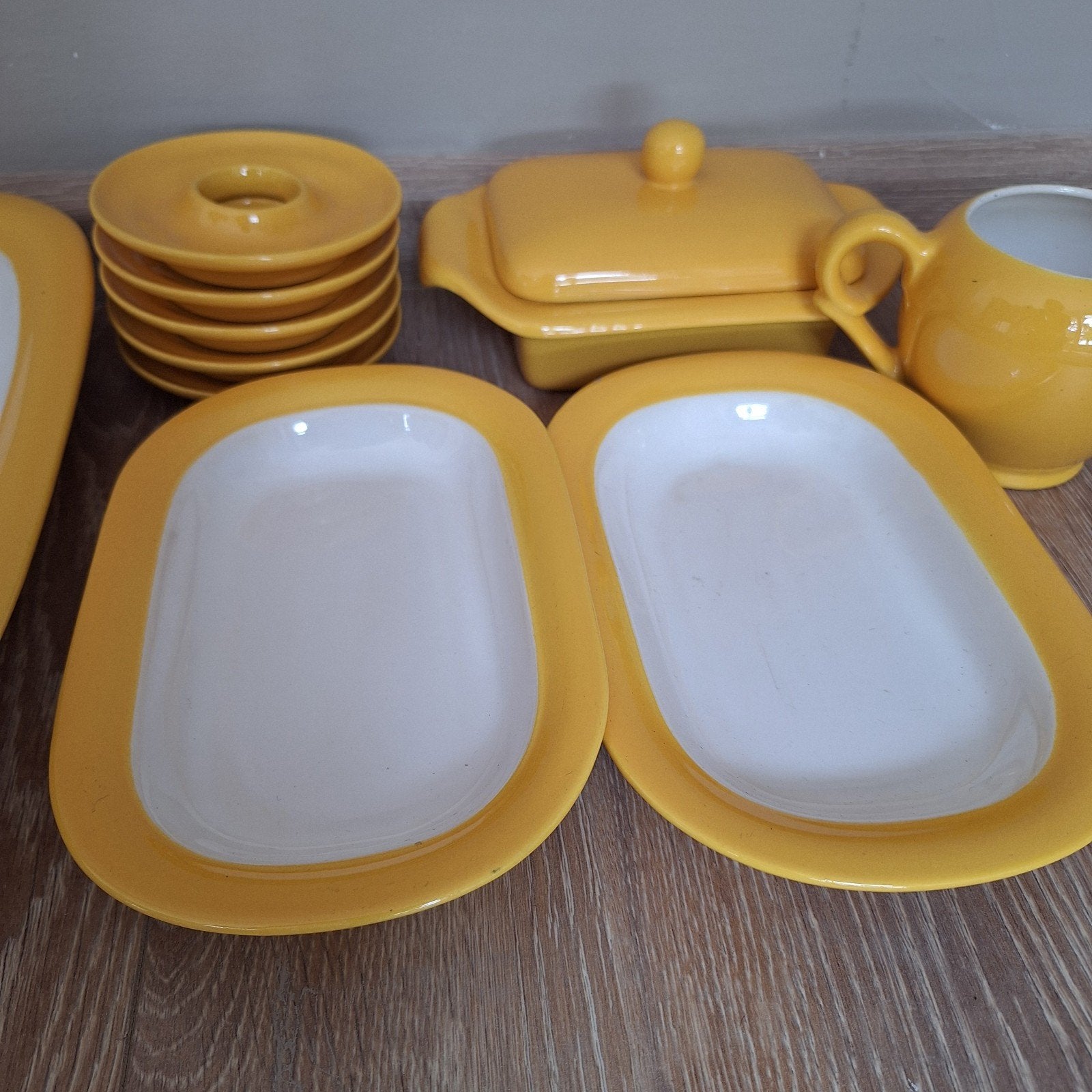 Huizen Holland geel servies botervloot schalen kannetje, Ophalen, Overige merken, Zo goed als nieuw, Overige stijlen