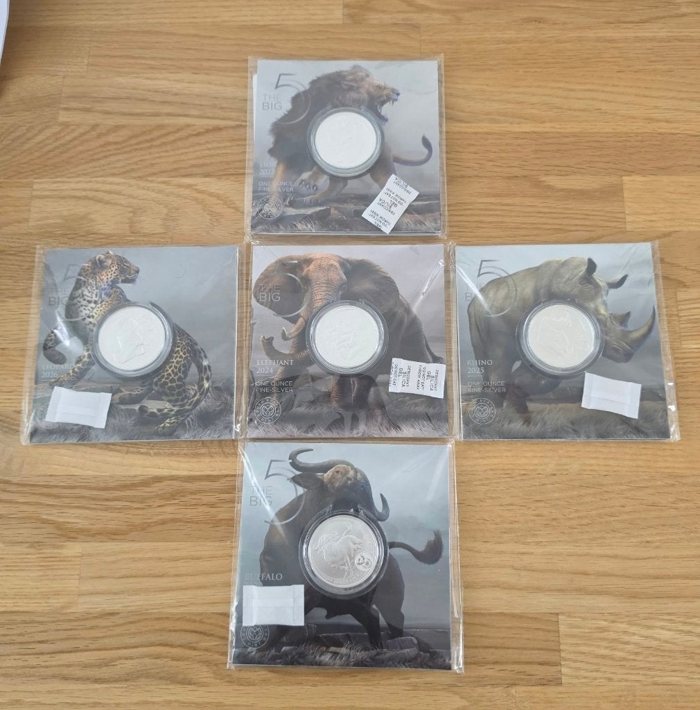Big Five serie lll, Postzegels en Munten, Ophalen of Verzenden, Overige landen, Setje, Zilver