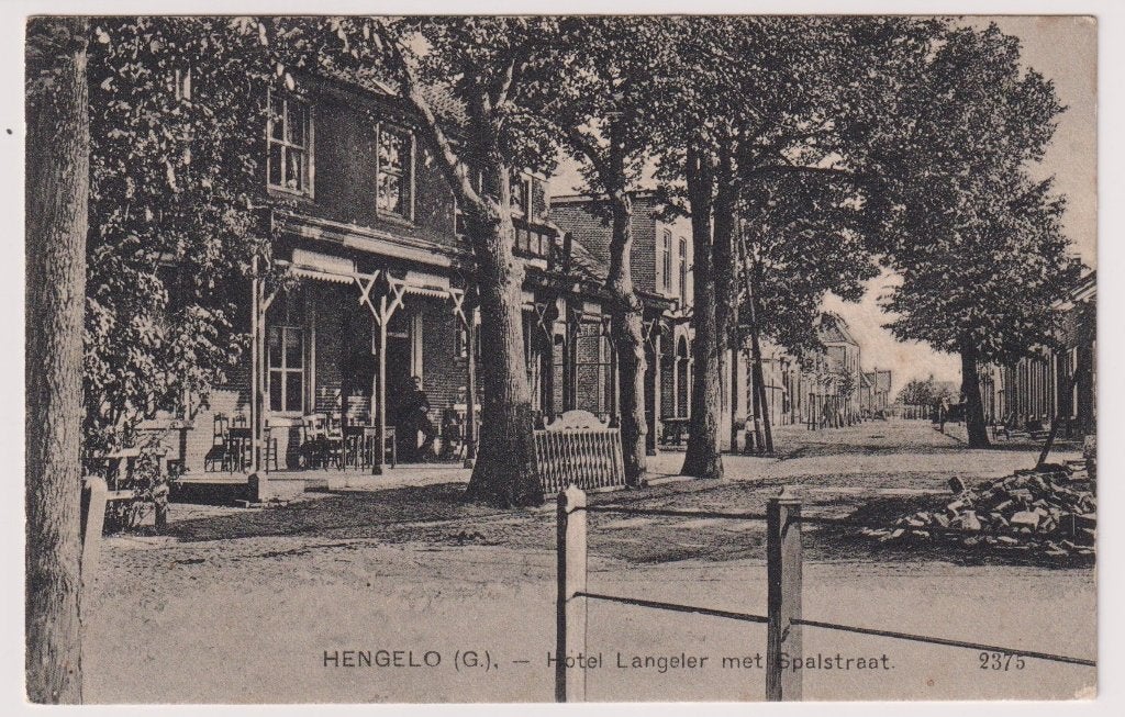 325 Hengelo Hotel Langeler met Spalstraat Oude Verzonden B21, Verzamelen, Verzenden, Voor 1920, Gelopen, Gelderland