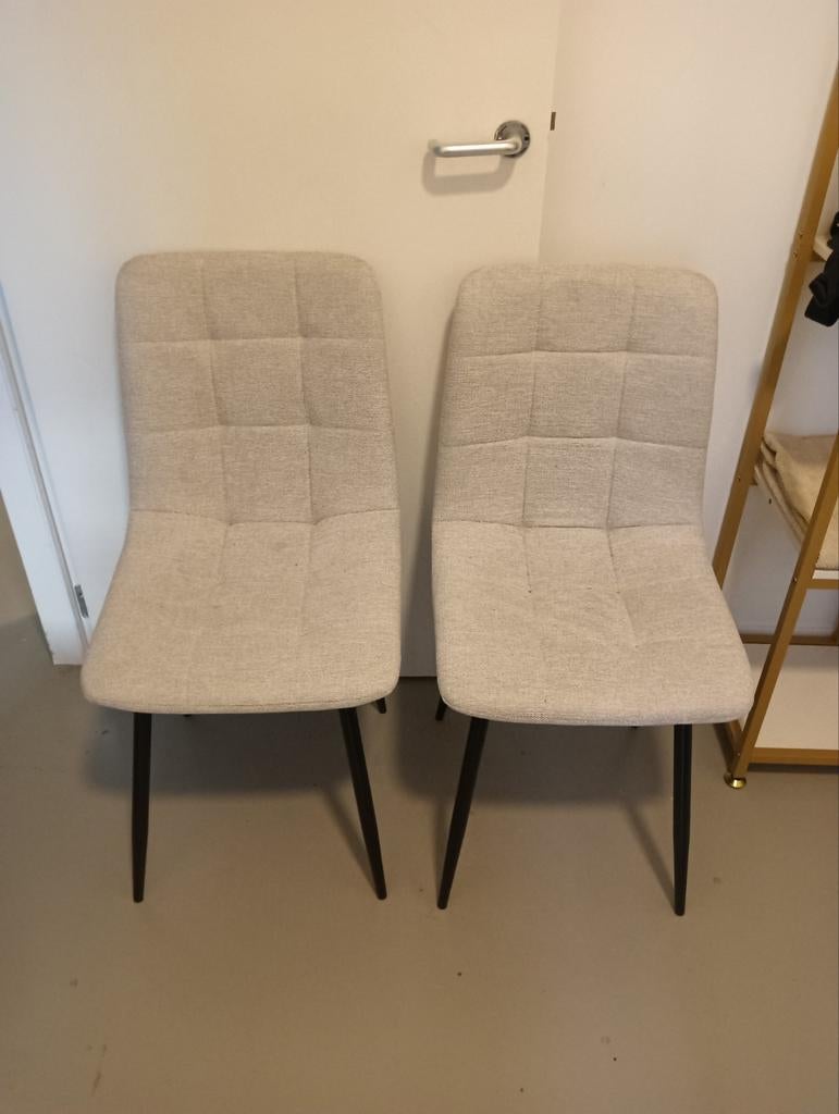 GLOEDNIEUW!! // Set van 2 beige eetkamerstoelen, Gebruikt, Twee, Overige kleuren, Ophalen of Verzenden