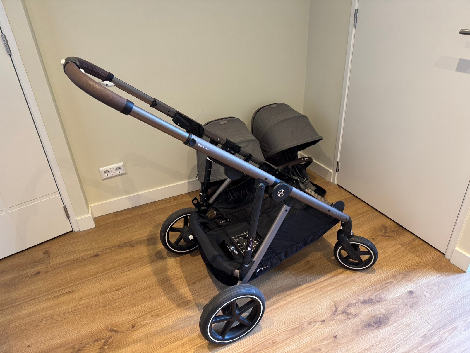 Cybex Gazelle S duowagen met 2 zitjes, grijs, Kinderen en Baby's, Ophalen, Gebruikt, Overige merken, Duowagen