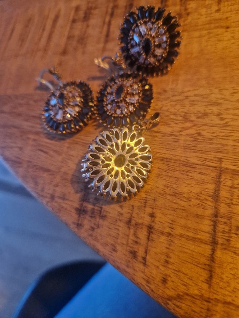 925 zilveren set met onyx. Ringmaat 18., Ophalen of Verzenden, Zilver, Ring, Met edelsteen