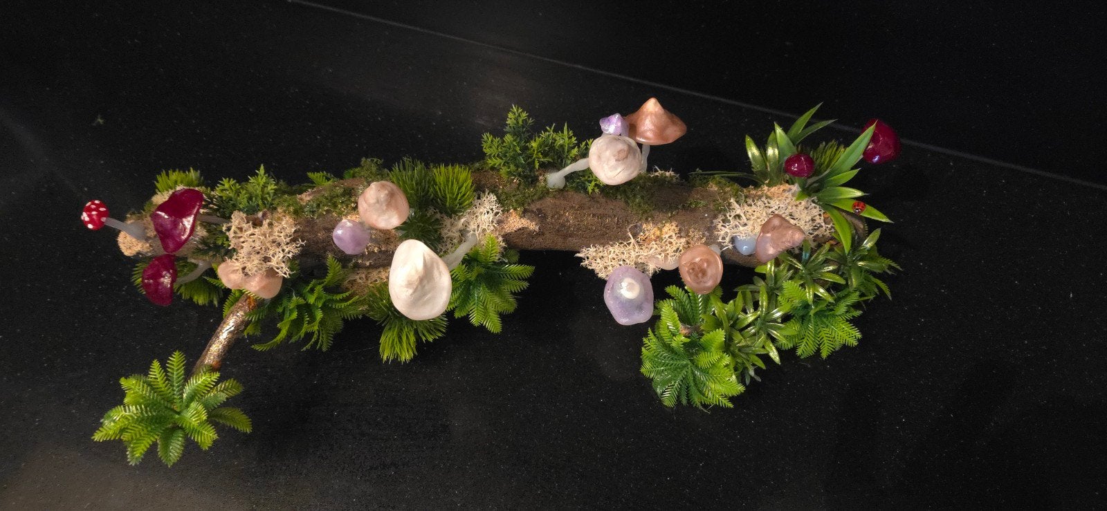 ​ Handgemaakte Sfeervolle LED Paddestoelen Tak – Uniek, Hout, Art deco, Paddenstoellamp, Nieuw