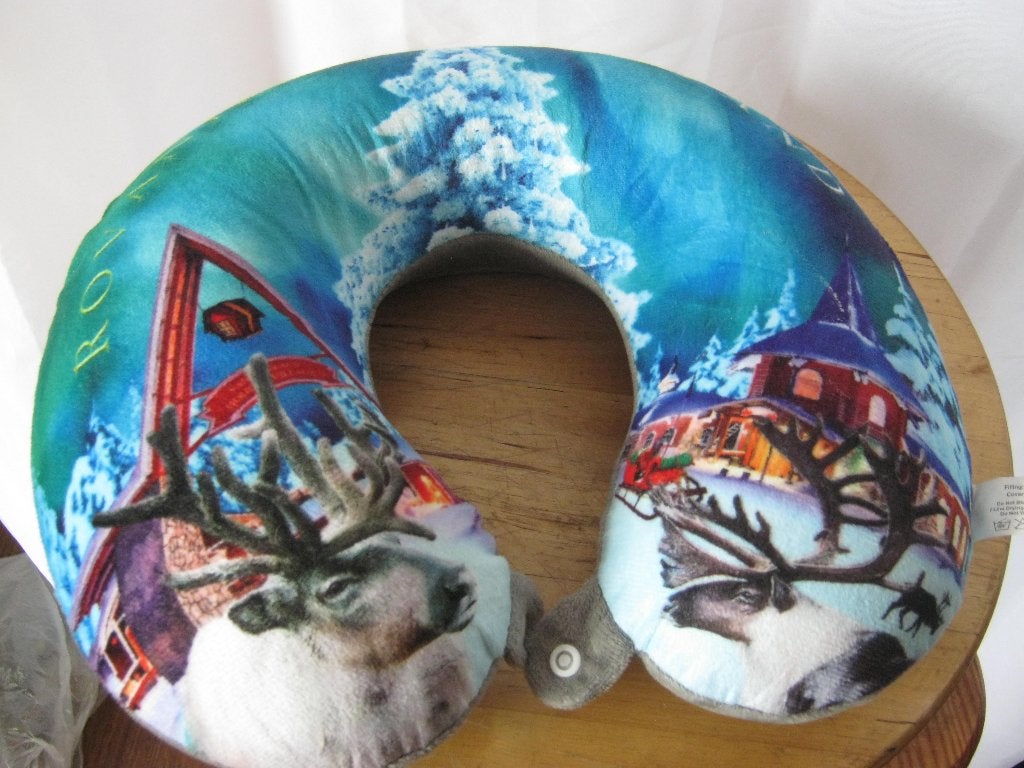 rovaniemi finland memory travel nek kussen winterprint, Steunkussen, Gebruikt, Blauw, Met bevestigingsbandjes