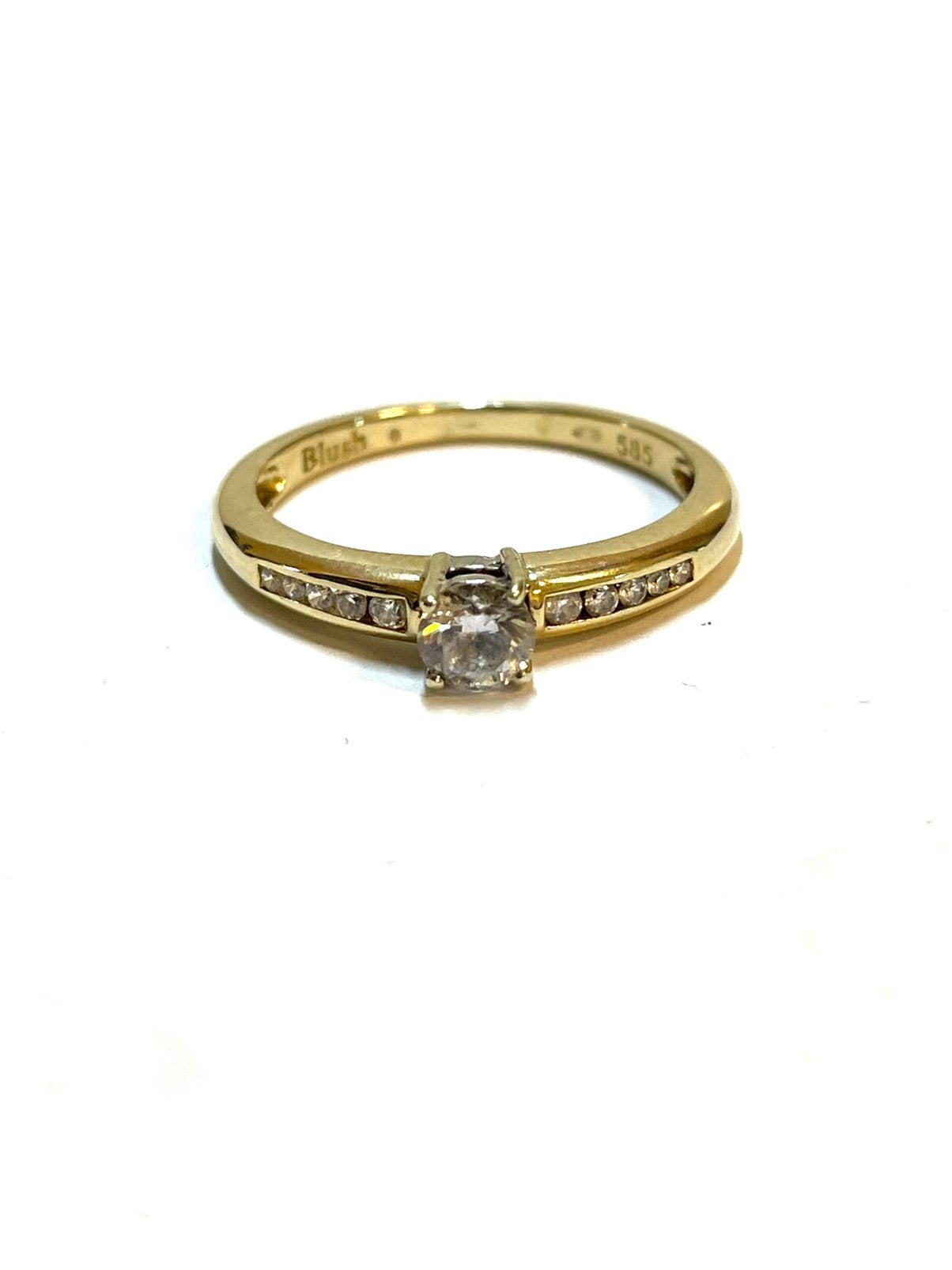 14k gouden ring met zirkonia, -, -, Ophalen of Verzenden, Dame