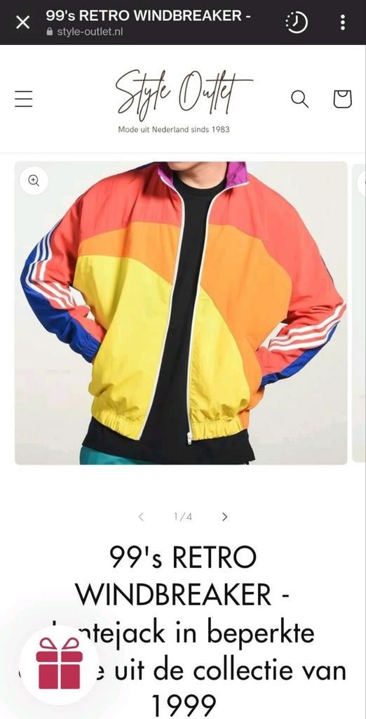 Sportief retro jack in regenboogkleuren, maat L, Ophalen of Verzenden, Zo goed als nieuw