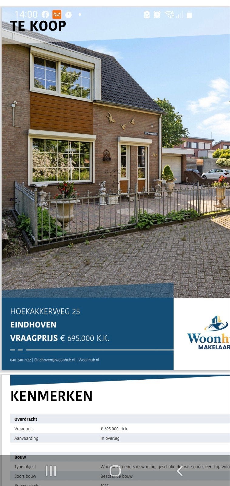 Huis tekoop Hoekakkerweg 25 Eindhoven, 200 tot 500 m², Noord-Brabant, Twee onder één kap, 186 m²