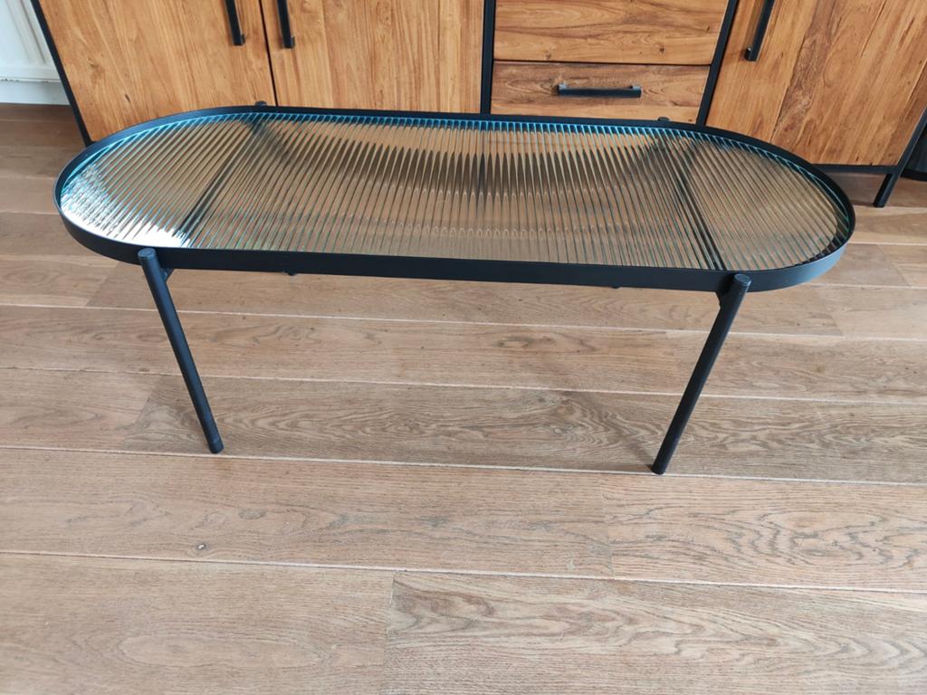 Salontafel glazen blad, Ophalen, Gebruikt, 100 tot 150 cm, 50 tot 100 cm
