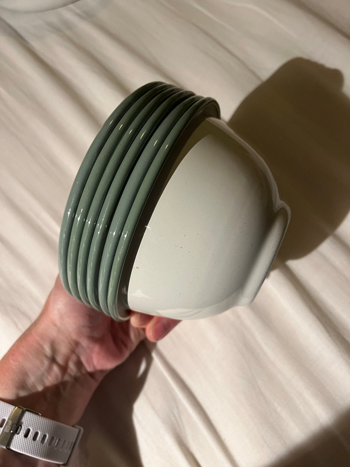 6 Dille & Kamille emaille schaaltjes, 13,5 cm, Ophalen, Gebruikt, Metaal, Wit