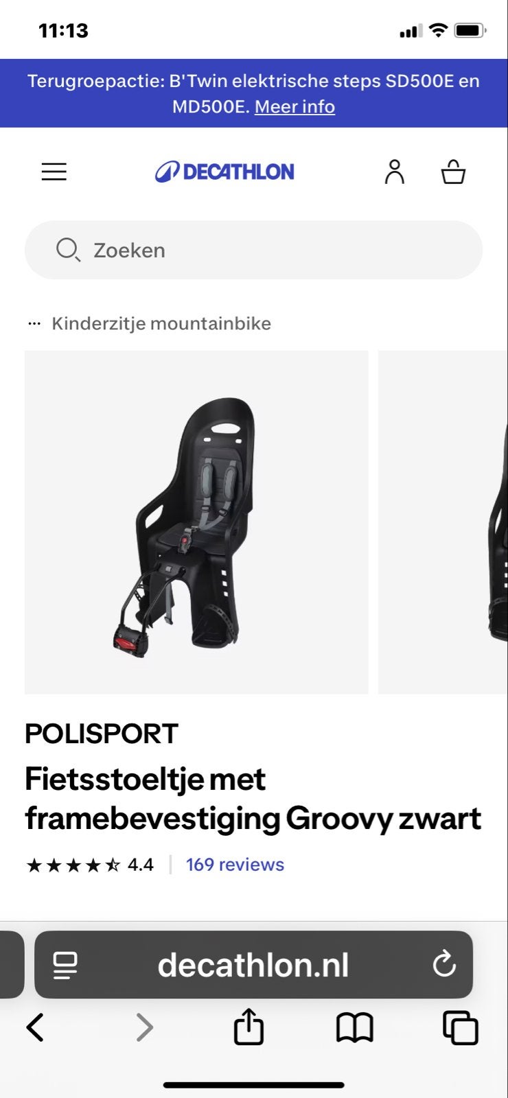 Nieuw Polisport Groovy fietsstoeltje - Zwart, Ophalen, Nieuw, Achterzitje