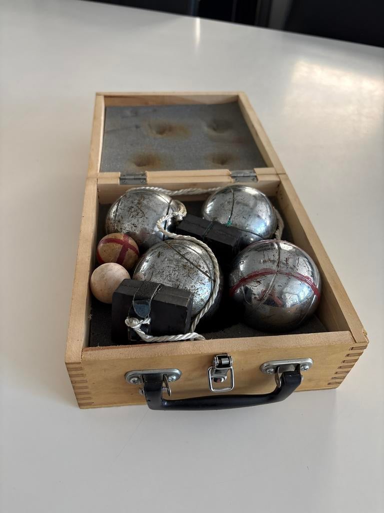 Vintage Jeu de Boules set in houten kist, Ophalen of Verzenden, Gebruikt