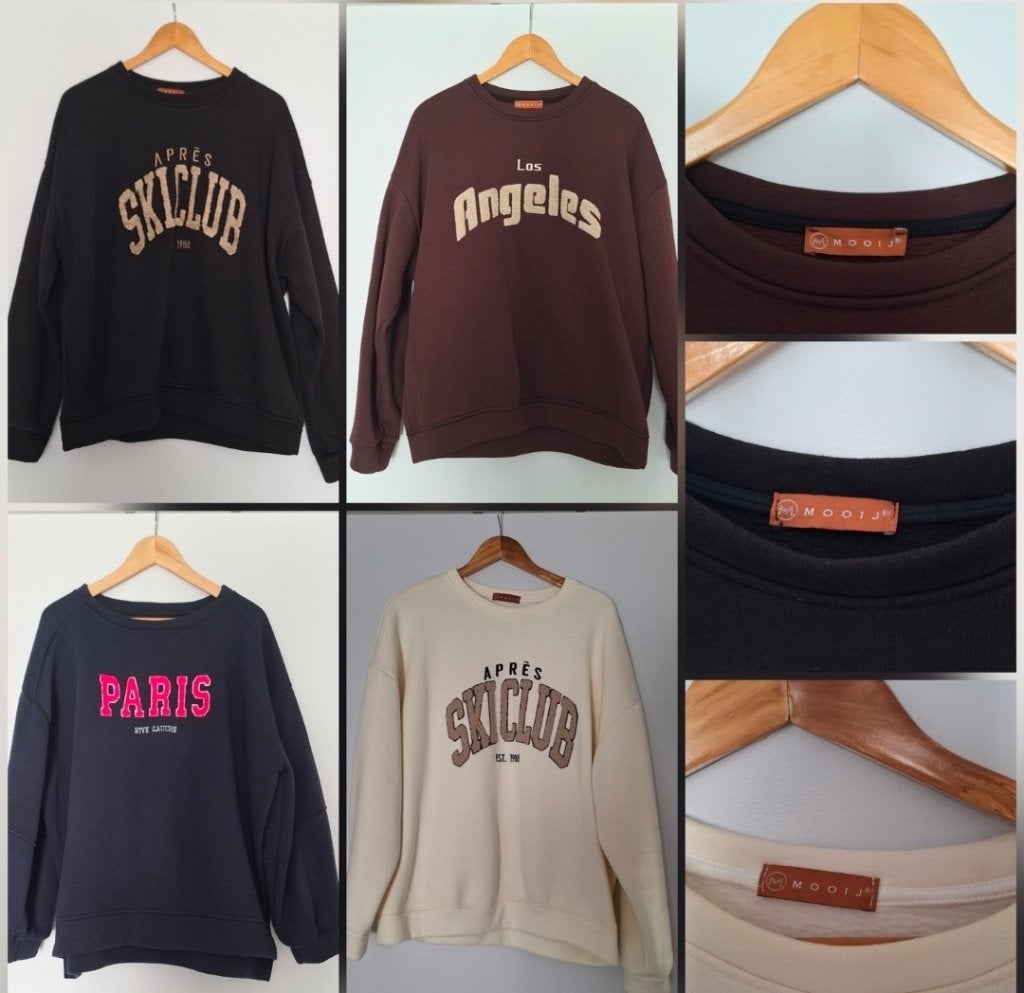 4x nieuwe Mooij sweatshirts met print one size, Kleding | Dames, Verzenden, Mooij, Zwart, Maat 42/44 (L)