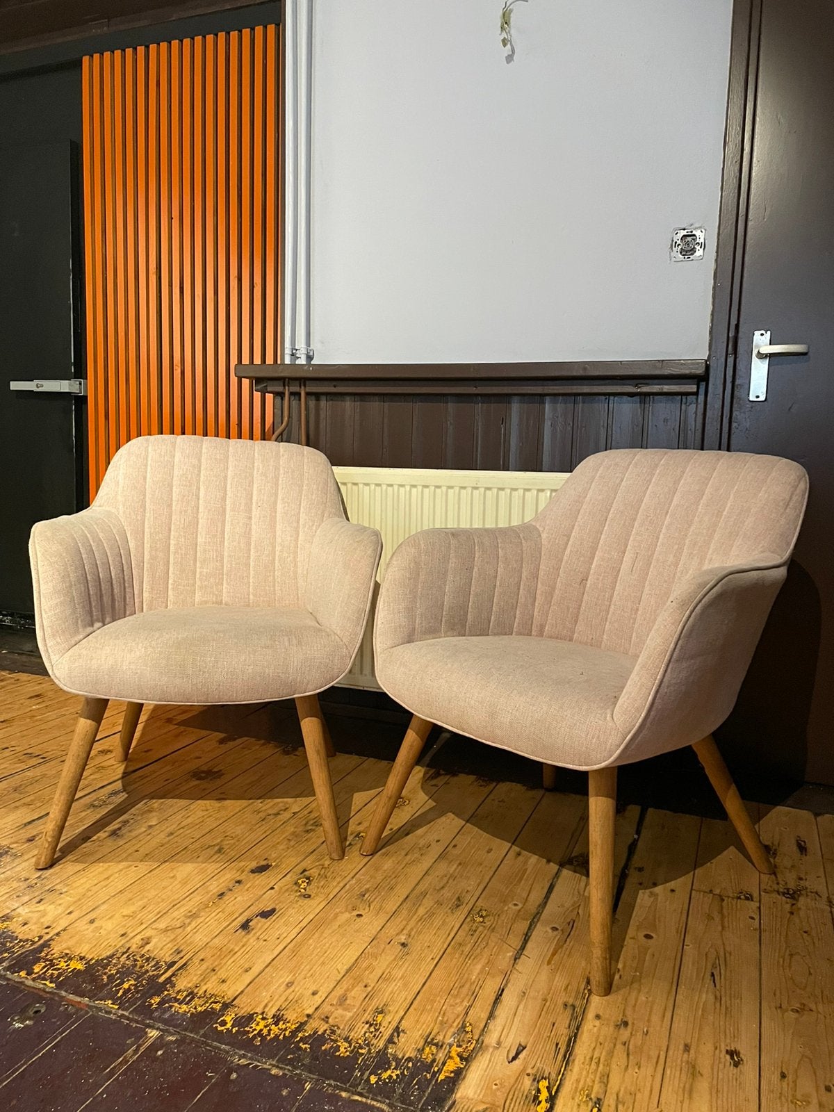 Lichtroze fauteuils 2 stuks, Ophalen, Gebruikt, Twee, Overige kleuren