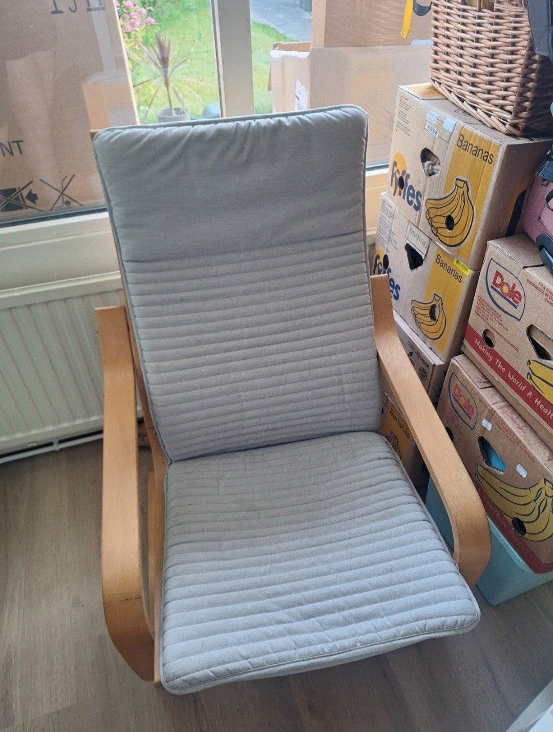 Ikea Poang stoel met lichtgrijze kussen, Ophalen, Gebruikt