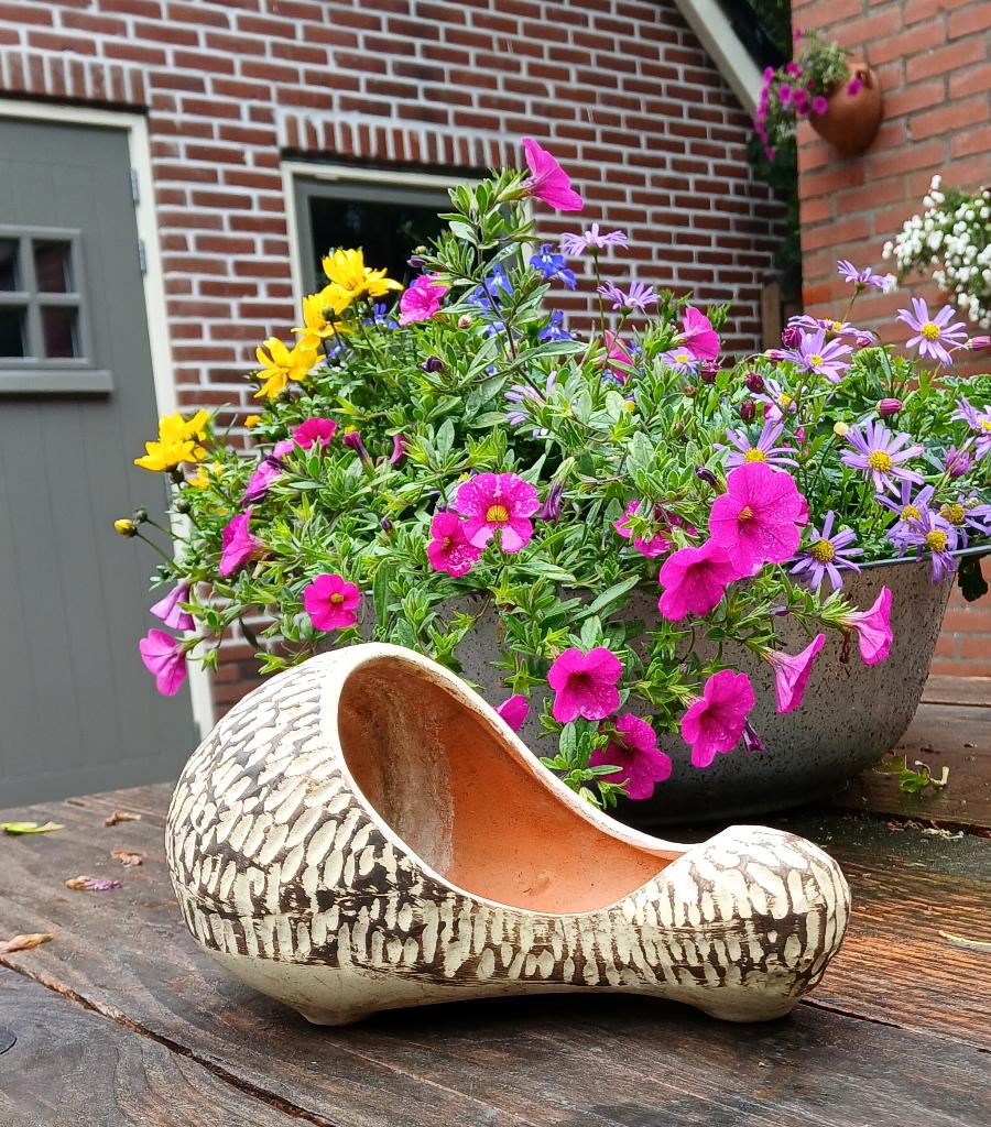 Vintage bloempot - retro bloempot - jaren 60, jaren 70, Tuin en Terras, Bloempotten, Gebruikt, Ophalen of Verzenden, Balkon, Overige vormen