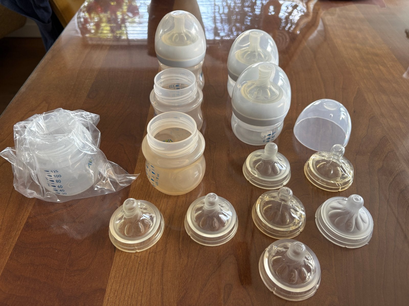 Philips Avent flessenset met spenen (diverse maten), Gebruikt, Babyfles, BPA-vrij, Philips Avent
