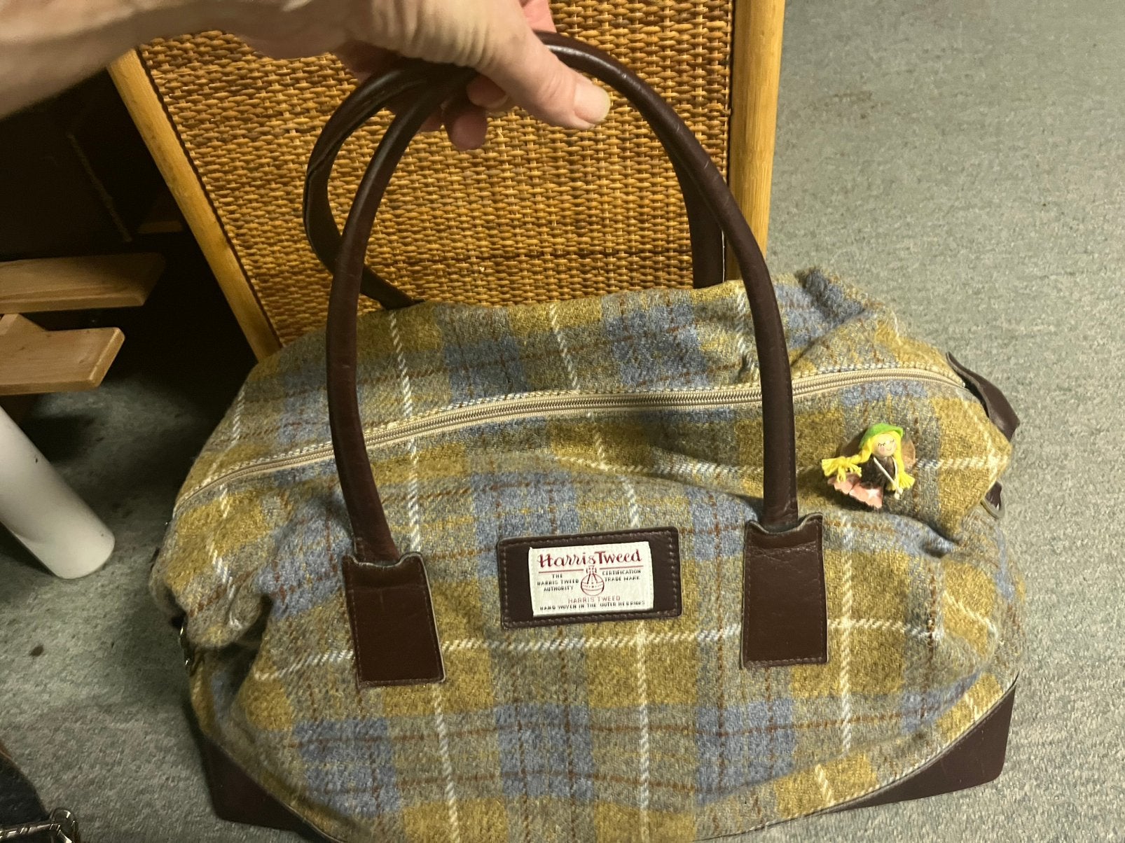 Harris Tweed weekendtas met leren handvat, Sieraden, Tassen en Uiterlijk, 40 tot 60 cm, 30 cm of meer, Gebruikt, Ophalen of Verzenden