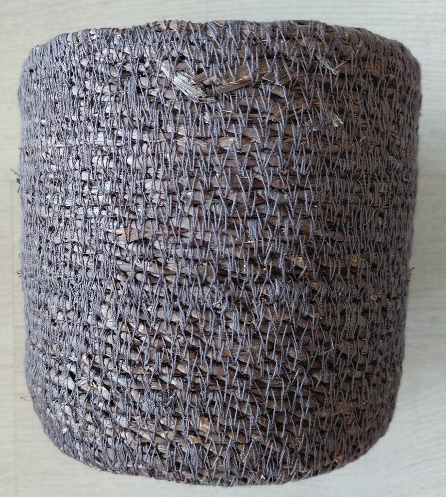 Plantenmand donkerbruin riet, plastic binnen., Overige materialen, Rond, Ophalen of Verzenden, Binnen