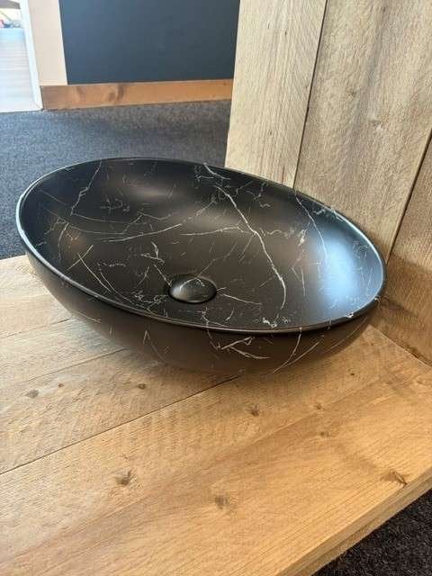 Riho Opbouwkom Marmic oval zwart, Minder dan 50 cm, Niet ingevuld, Zo goed als nieuw, Minder dan 25 cm