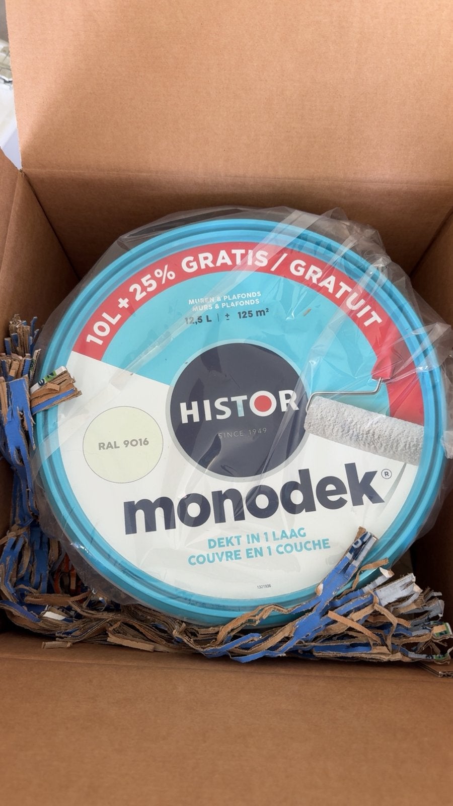 25 liter histor monodek RAL9016, Ophalen, Wit, Nieuw, Verf