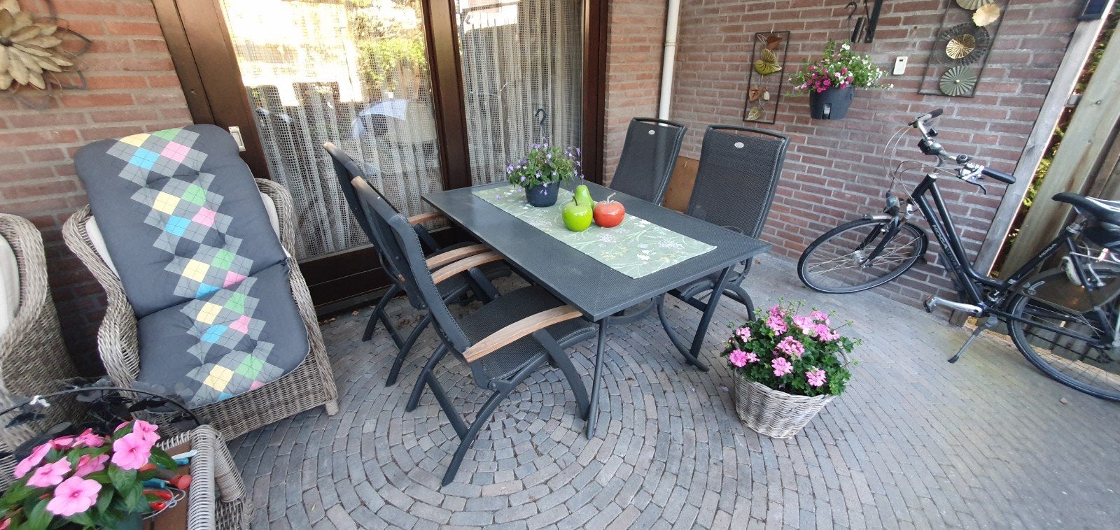 Mooie HARTMAN tuinset 4 stoelen en tafel ZGAN, Ophalen, Gebruikt, Tuinset, Eettafel