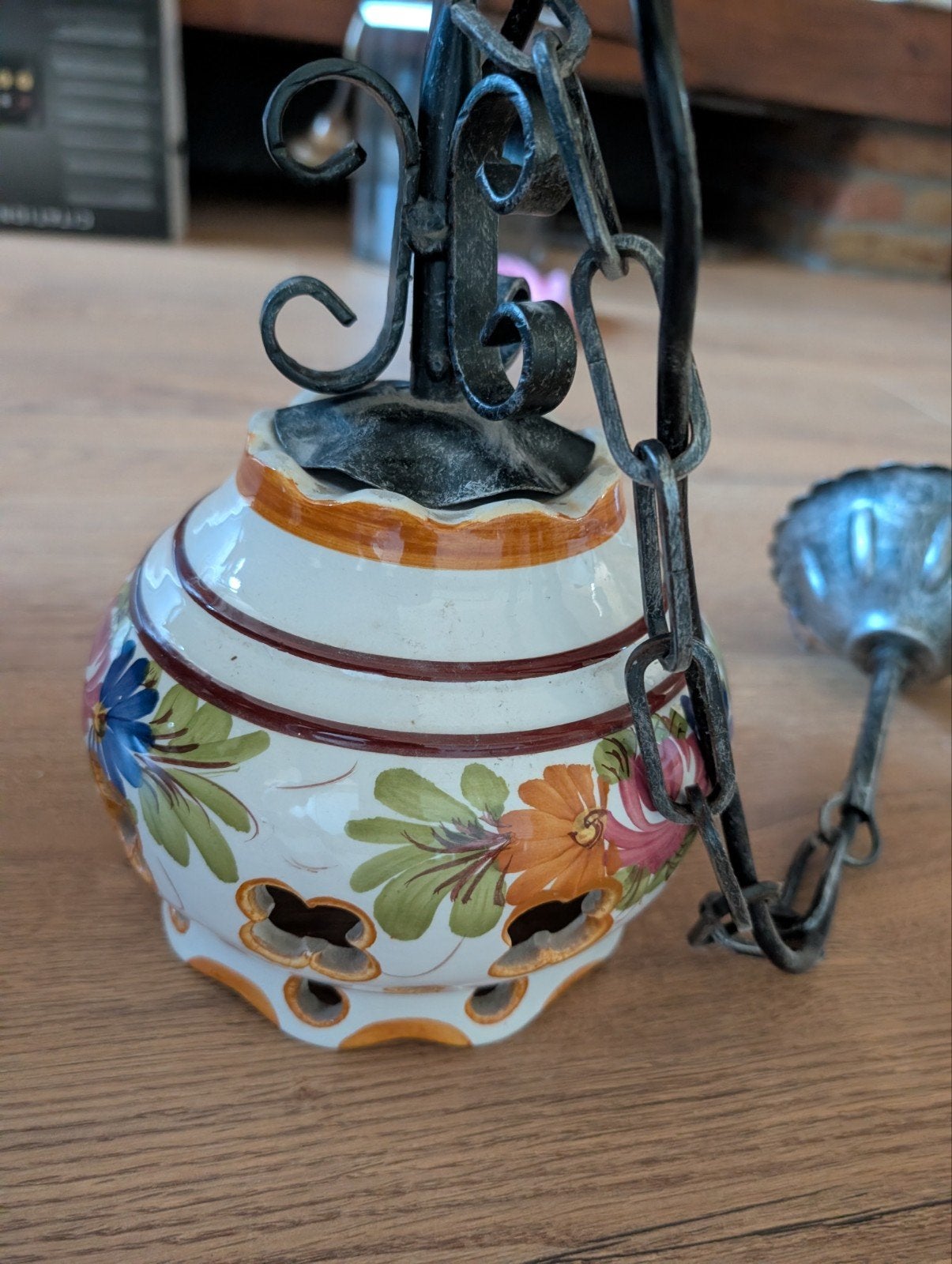 Jaren '60 Hanglamp met Bloemetjes Motief, Antiek en Kunst, Antiek | Lampen, Ophalen of Verzenden