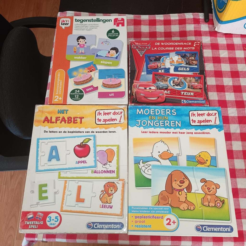 4 leuke leerzame kinderspel/puzzels - Clementoni Alfabet, Ophalen of Verzenden, Gebruikt, Taal en Lezen