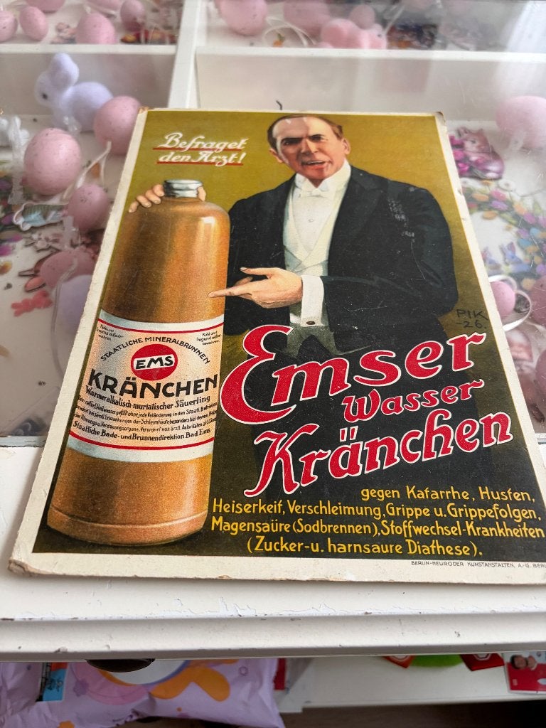 Reclame bord karton ems kranchen duits, Ophalen of Verzenden, Zo goed als nieuw, Reclamebord