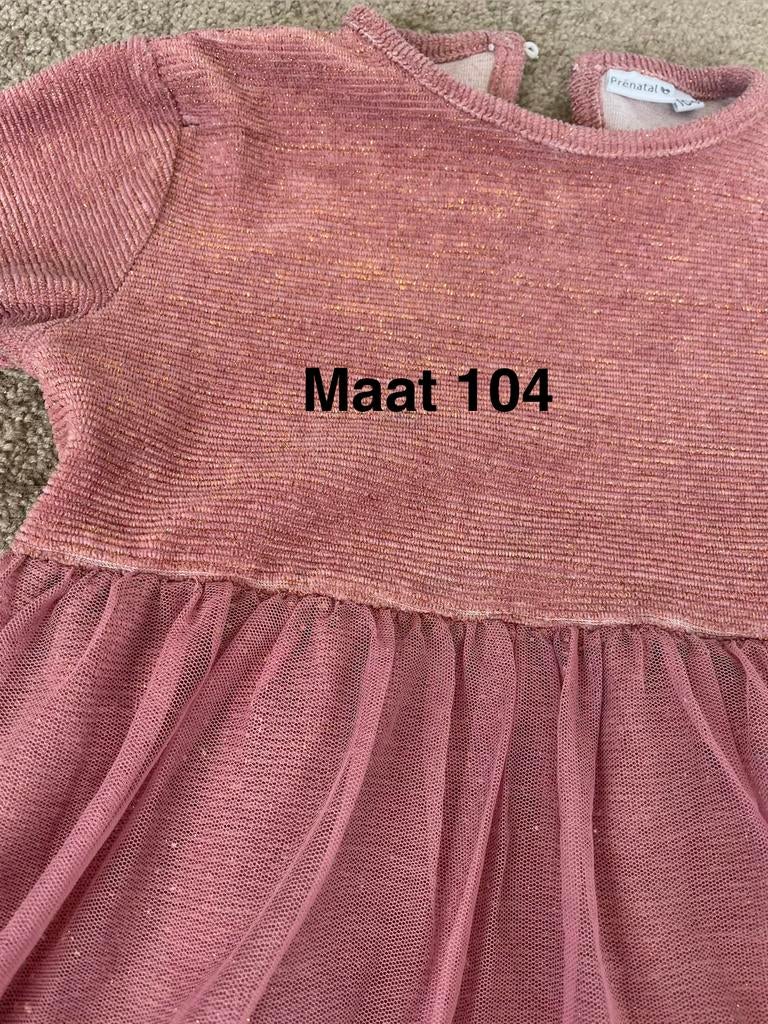 Roze jurkje met tule en glitters Prénatal Maat 104, Ophalen of Verzenden, Gebruikt, Meisje, Jurk of Rok