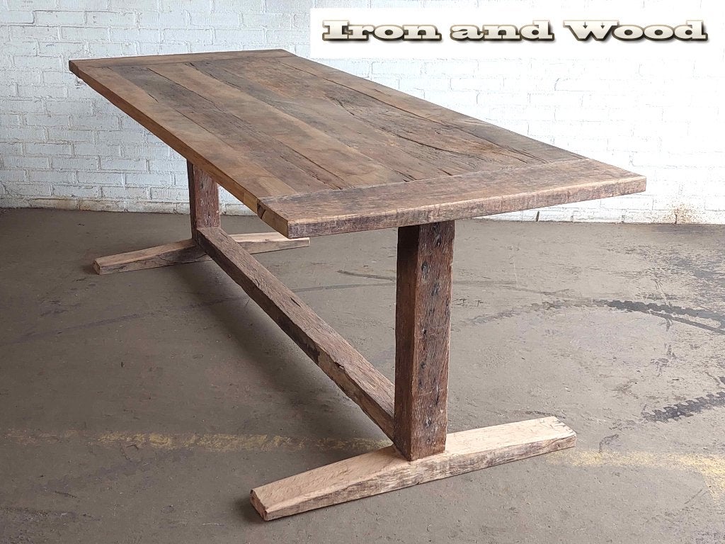 Oud eiken  barnwood kloostertafel / kasteeltafel op maat, Ophalen, Nieuw, Hout, Landelijk