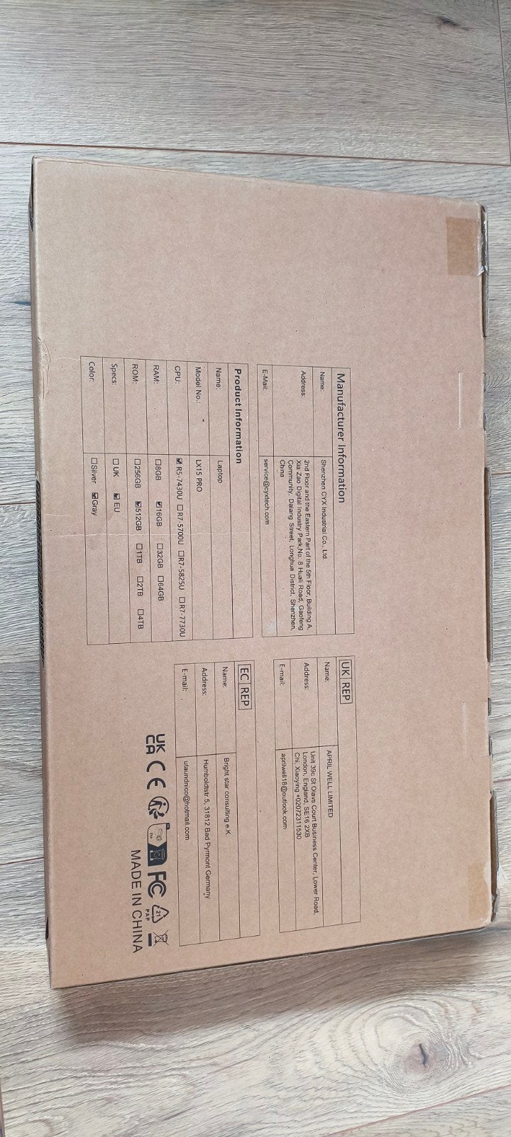 Nieuwe LX15PRO Laptop AMD Ryzen 5 7430U, 16GB RAM, 512GB, Computers en Software, Windows Laptops, Met videokaart, 2 tot 3 Ghz