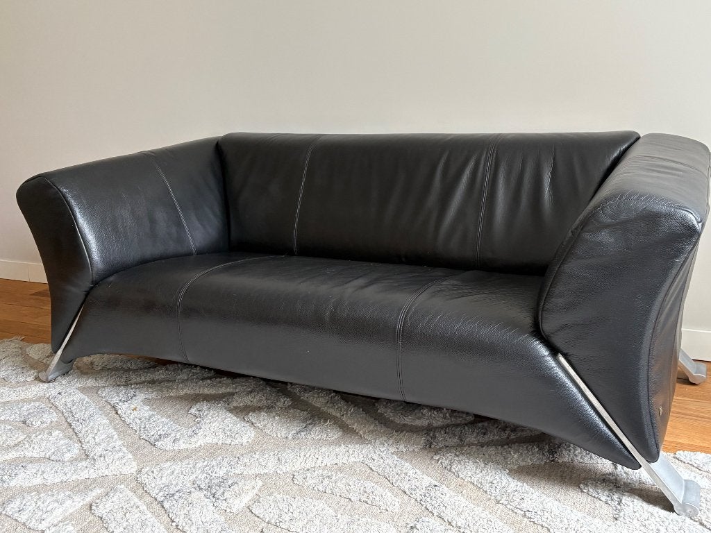 Rolf Benz 322 leren zwarte leren design bank, Huis en Inrichting, Ophalen, 150 tot 200 cm, Tweepersoons, 75 tot 100 cm
