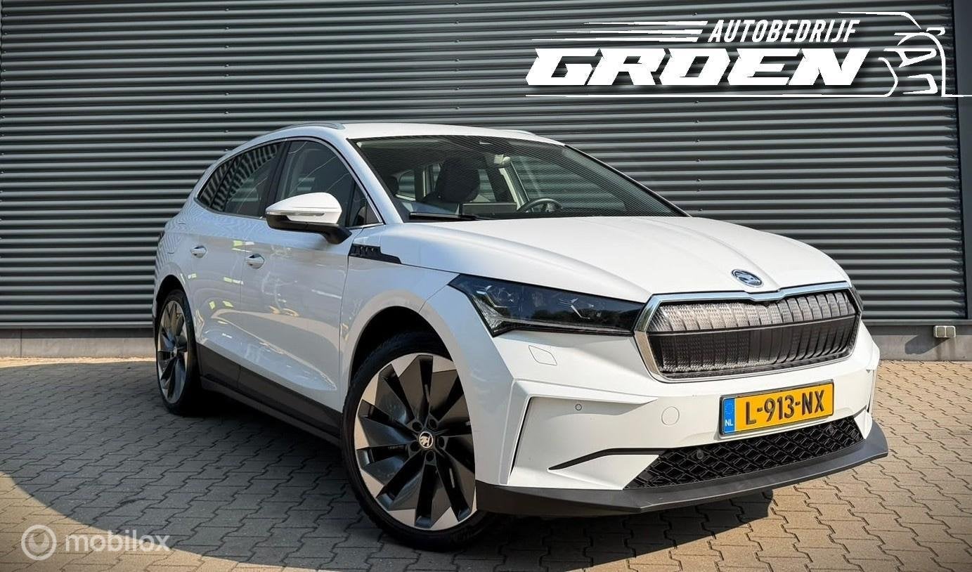 Skoda Enyaq iV 80 SOH90%|TREKHAAK|21INCH|CAMERA|ADAPTIVE CRU, Auto's, Achterwielaandrijving, Gebruikt, 80 kWh, Wit