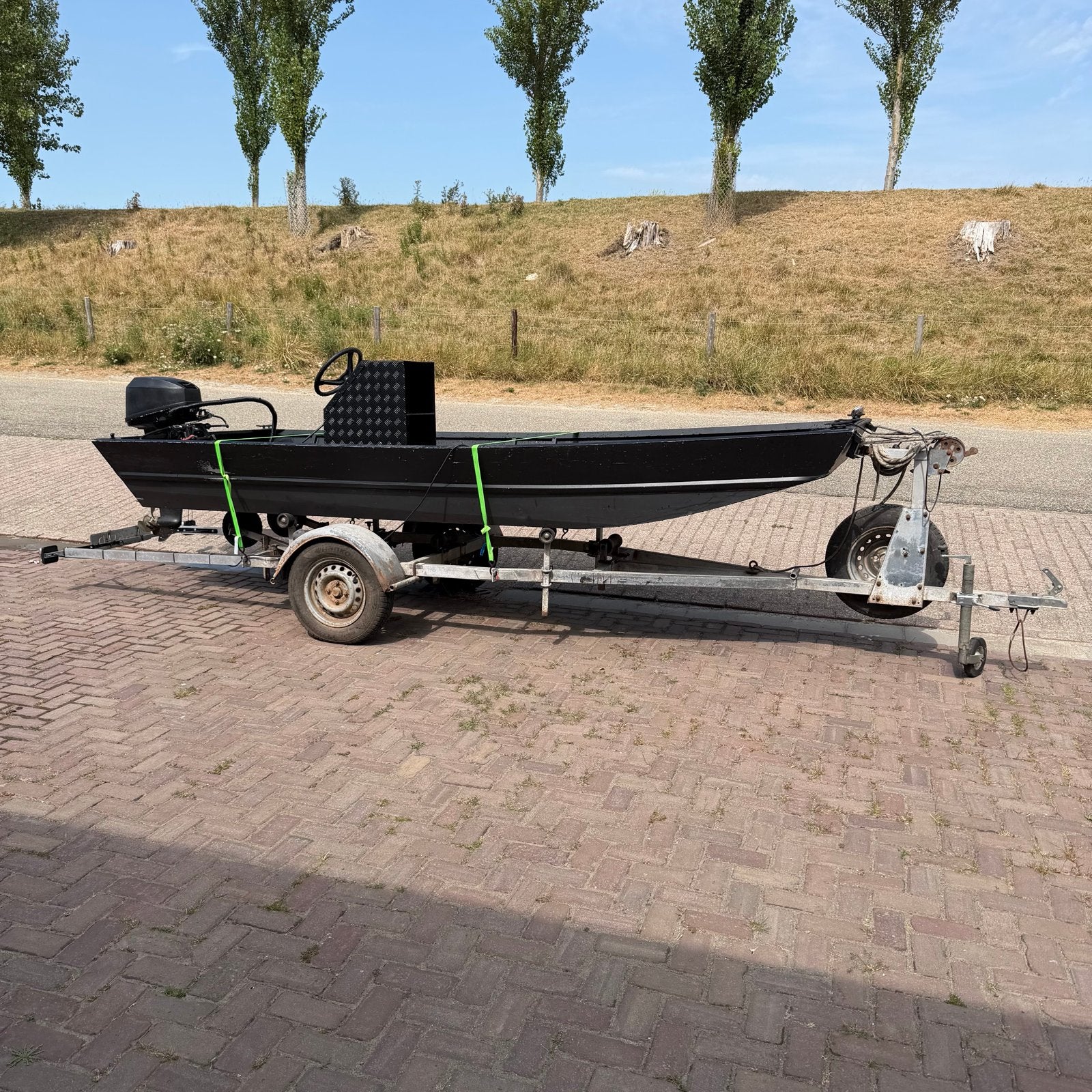 Aluminium platbodem met console, 15pk tweetakt, Ophalen, Gebruikt, Overige typen