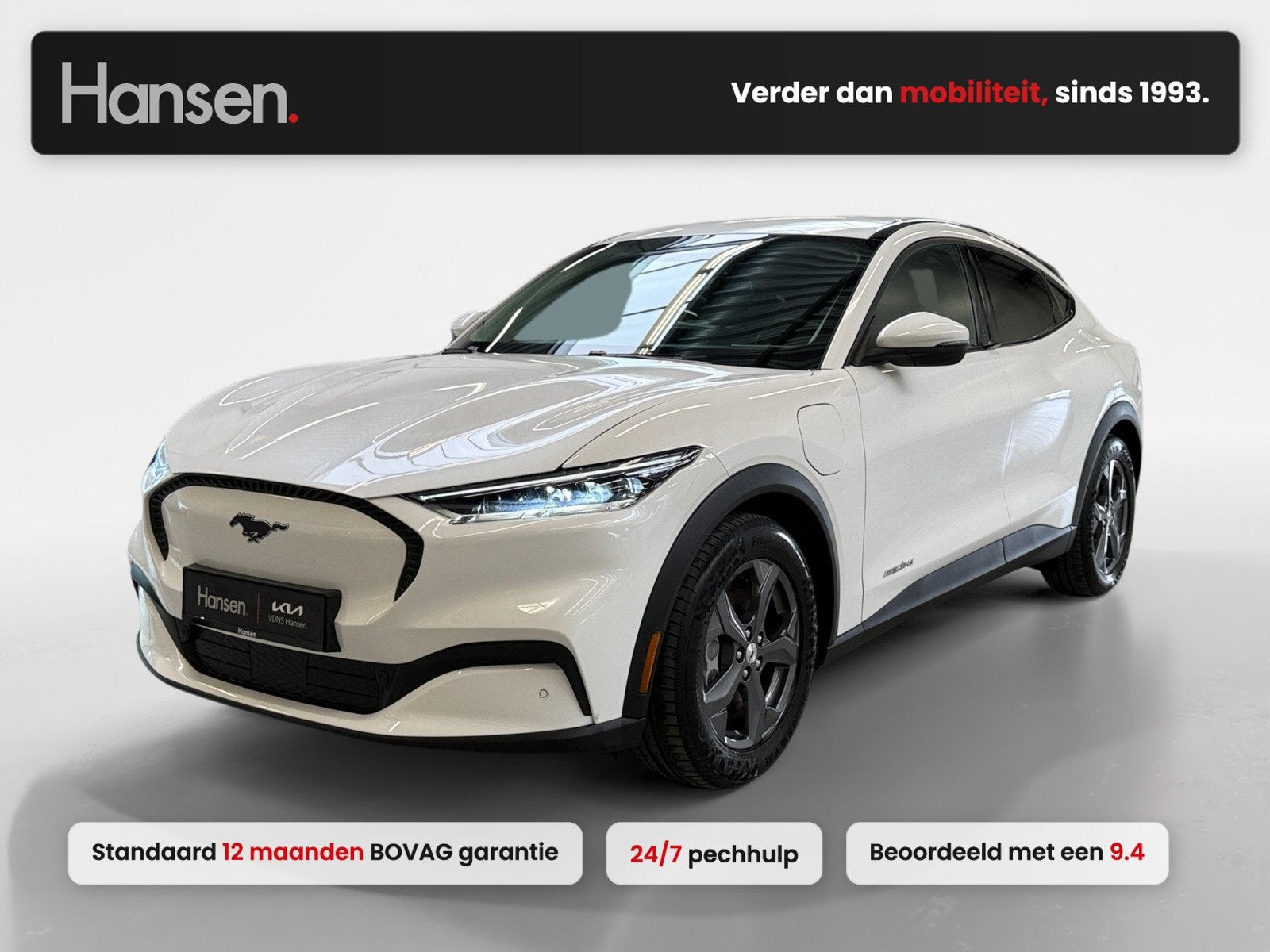 Ford Mustang Mach-E RWD 75 kWh I SOH 93,9% I Leder I Trekhaa, Auto's, Automatische klimaatregeling, Gebruikt, 750 kg, Wit