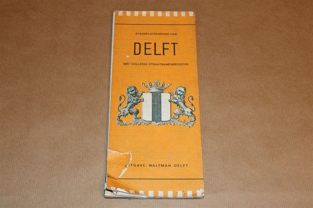 Stadsplattegrond van Delft - Uitg. Waltman ca 1960, Gelezen, Ophalen of Verzenden, Landkaart, 1800 tot 2000