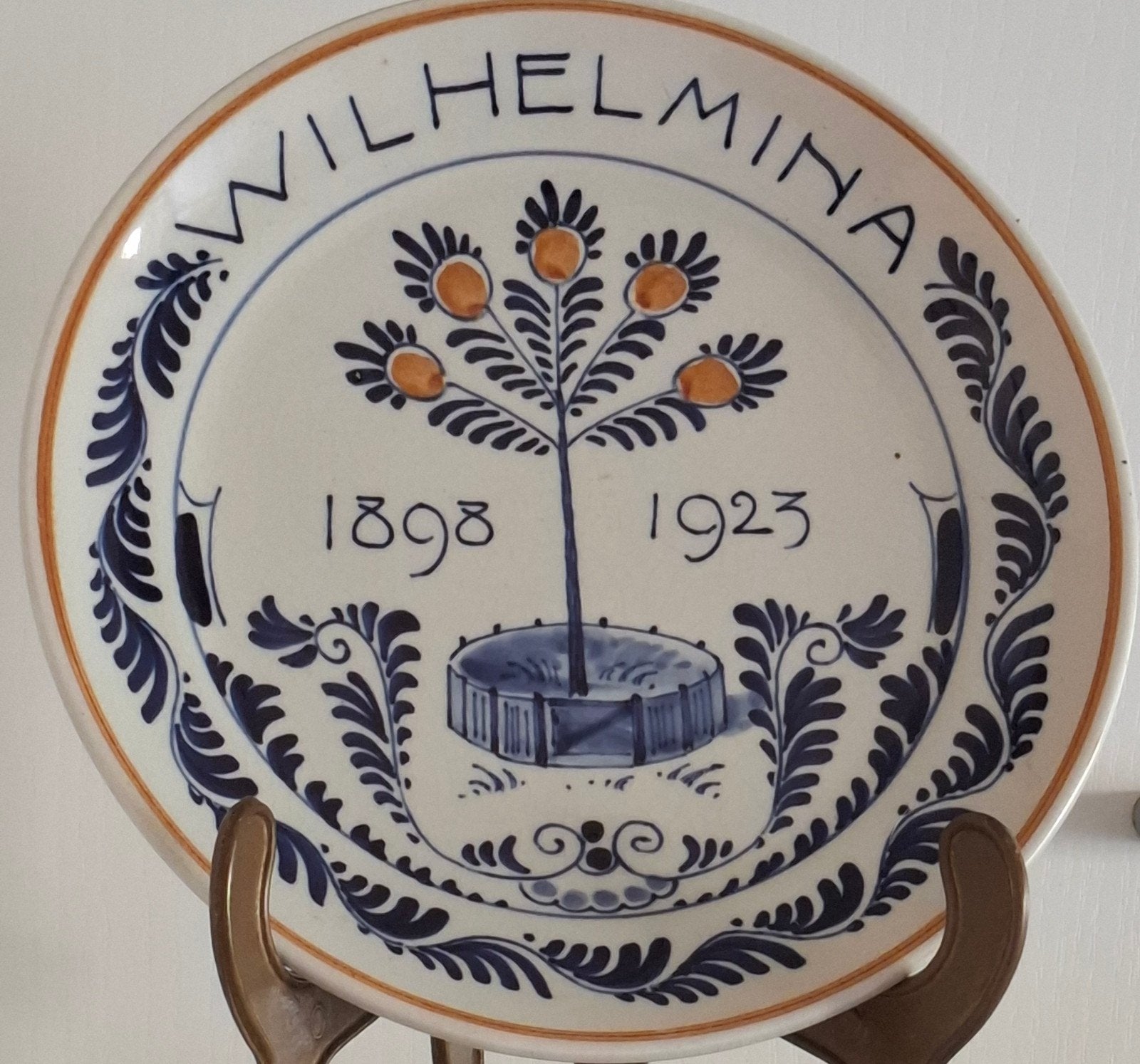 Porcelyne fles. Jubileum bord. Wilhelmina. 1898 - 1923., Antiek en Kunst, Ophalen