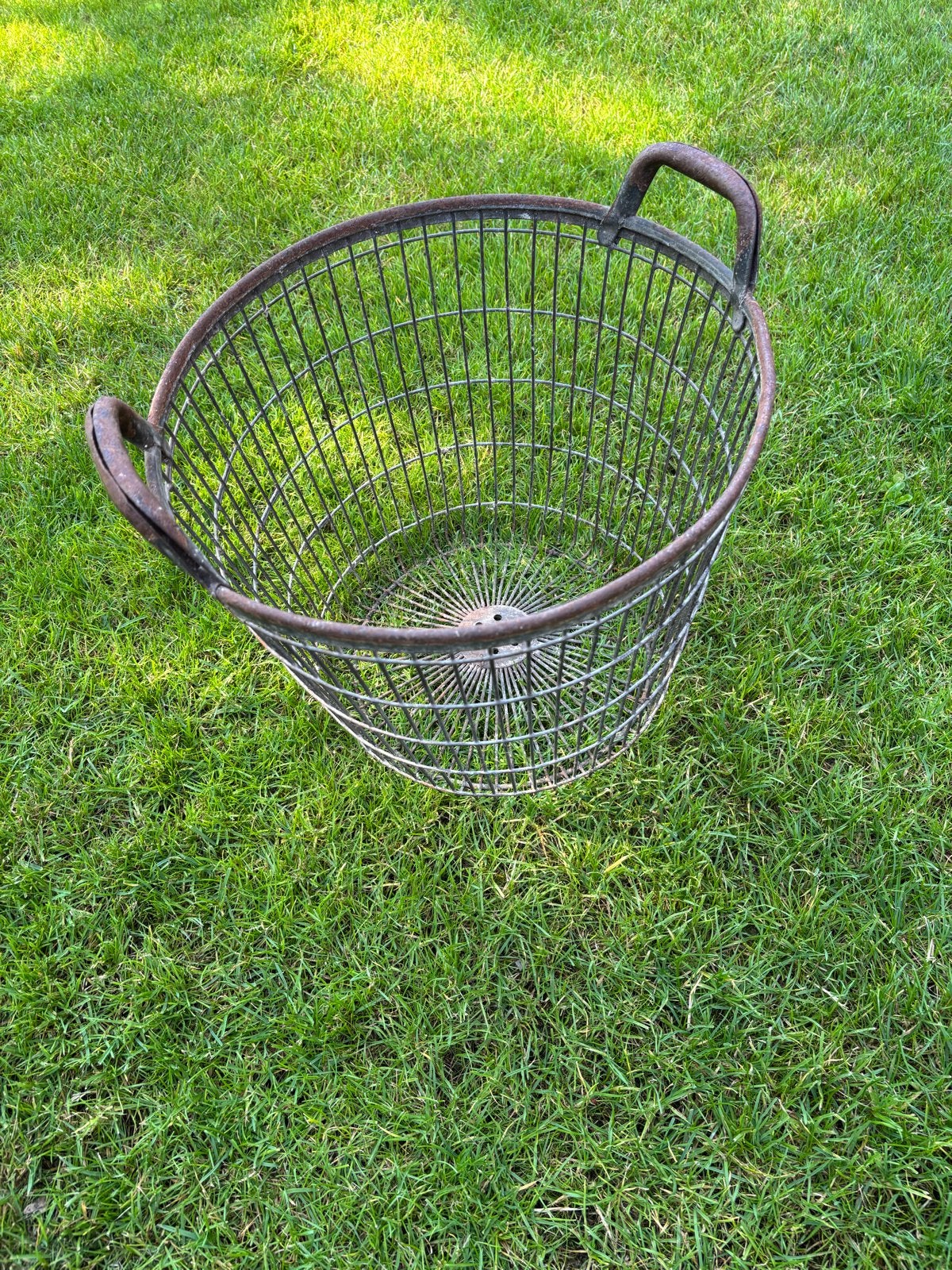 Vintage metalen wasmand/opbergmand/aardappelmand, Ophalen