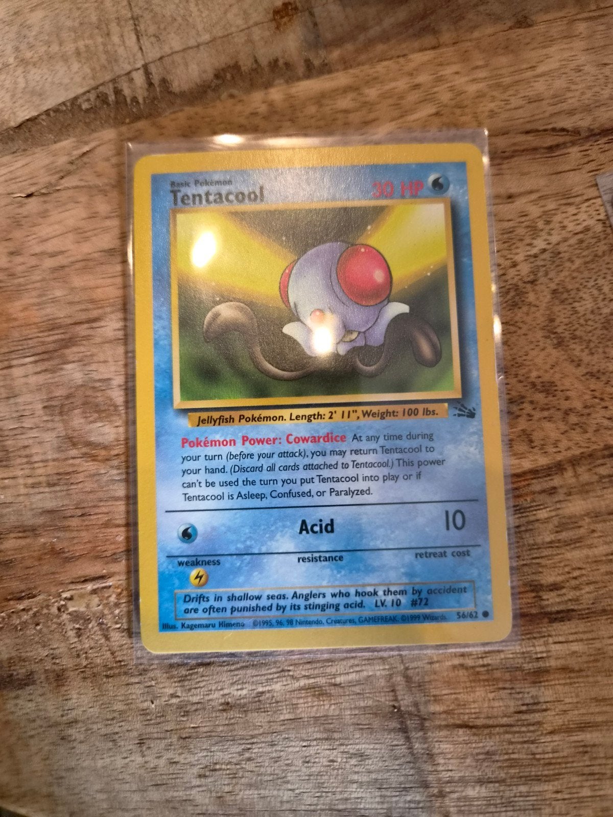 Tentacool (Base Set) - Pokémon Kaart 56/62, Ophalen of Verzenden, Zo goed als nieuw, Losse kaart