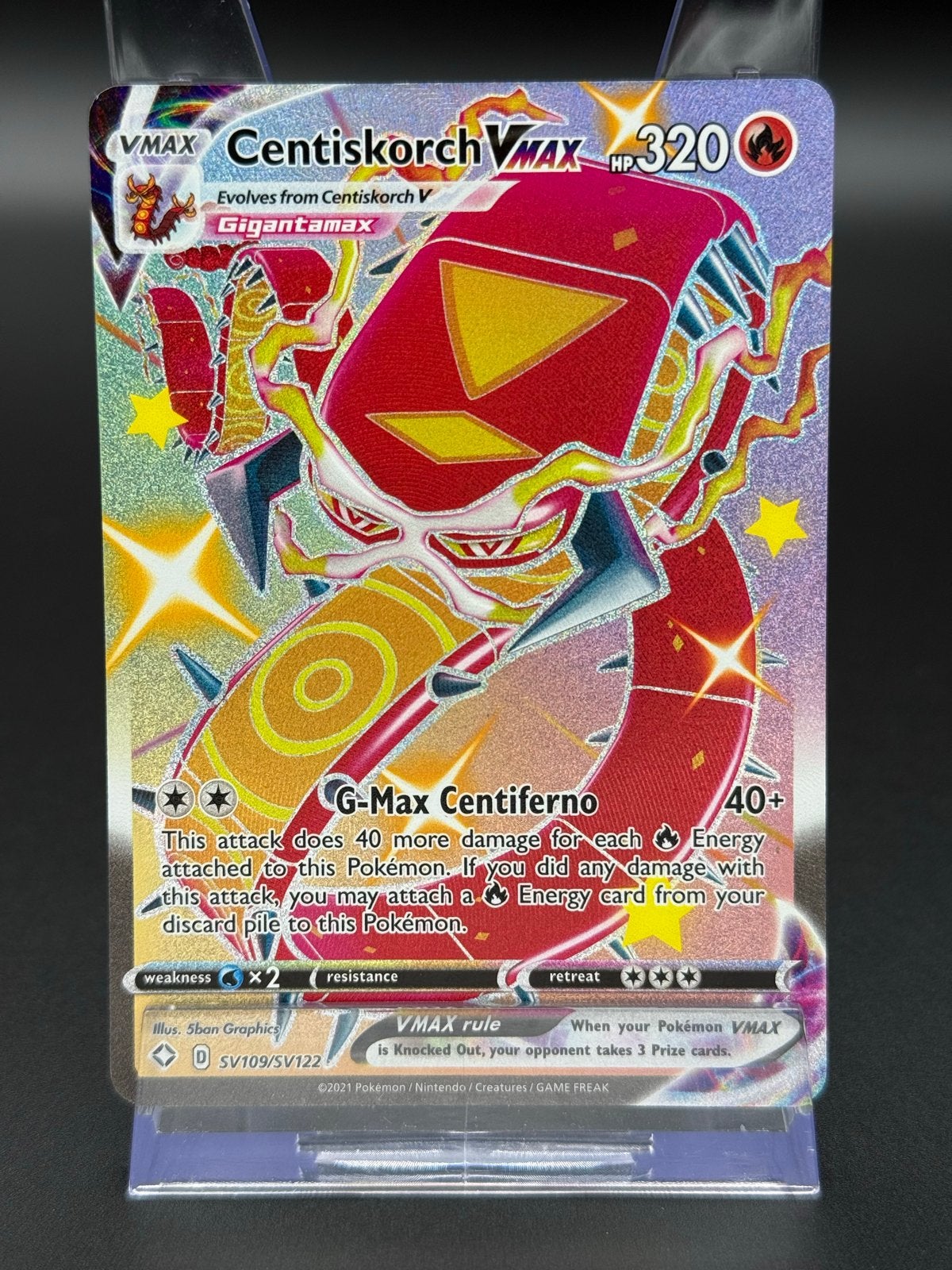 Centiskorch VMAX - Pokémon Shining Fates - #SV109/SV122 SHF, Ophalen of Verzenden, Zo goed als nieuw, Losse kaart, Foil