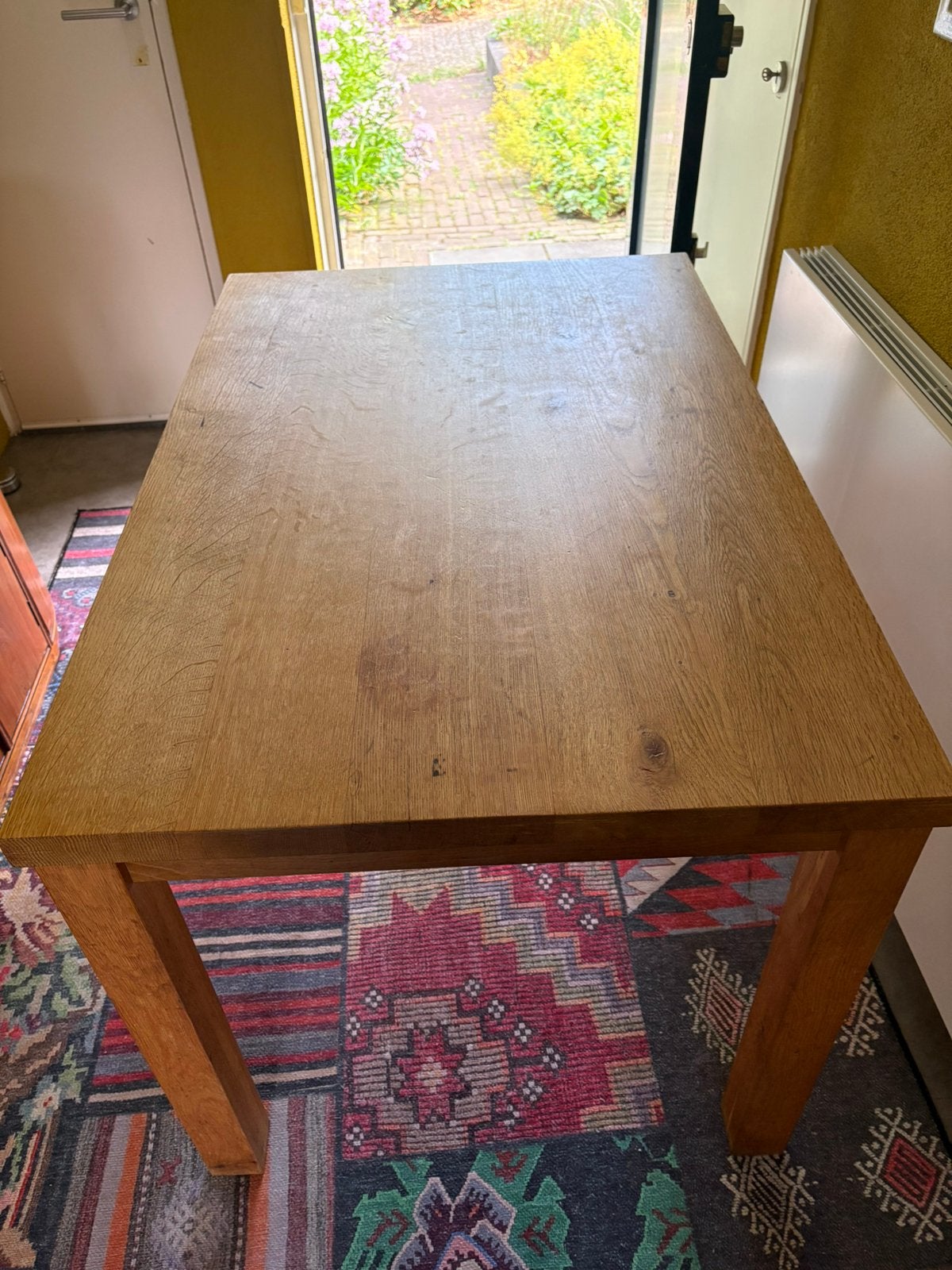 Eikenhouten eettafel 120x80x78, Huis en Inrichting, Tafels | Eettafels, Ophalen, 200 cm of meer, 50 tot 100 cm, Zo goed als nieuw