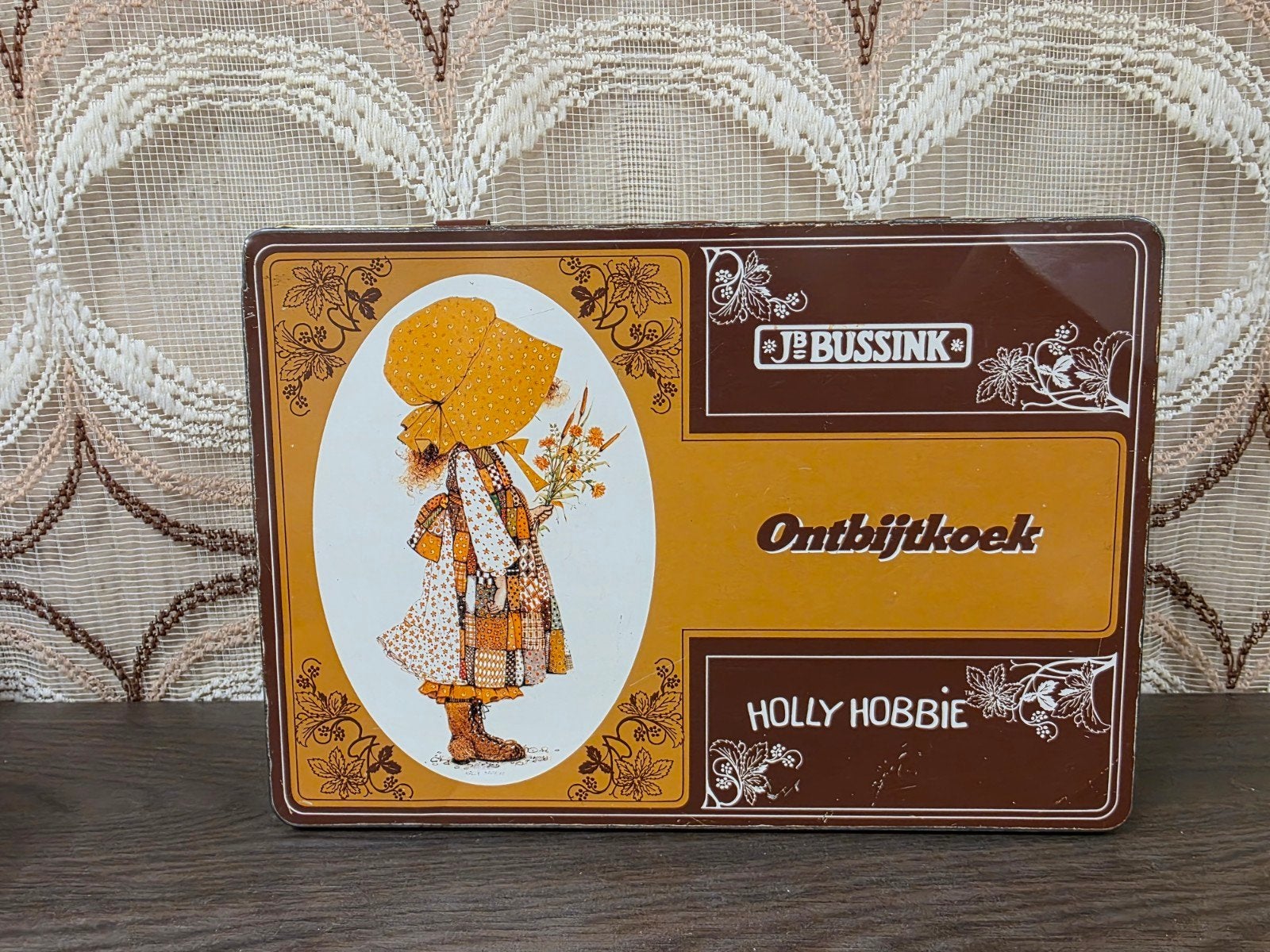 Holly Hobbie ontbijtkoekblik vintage blik J.B.Bussink, Ophalen of Verzenden, Gebruikt, Koek(jes)
