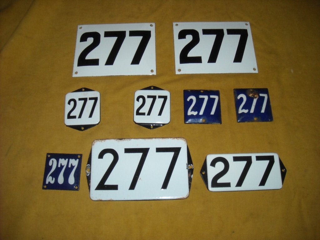 oud emaille huisnummer 277 ook 278 279 280 281 282 283 284 6, Ophalen of Verzenden