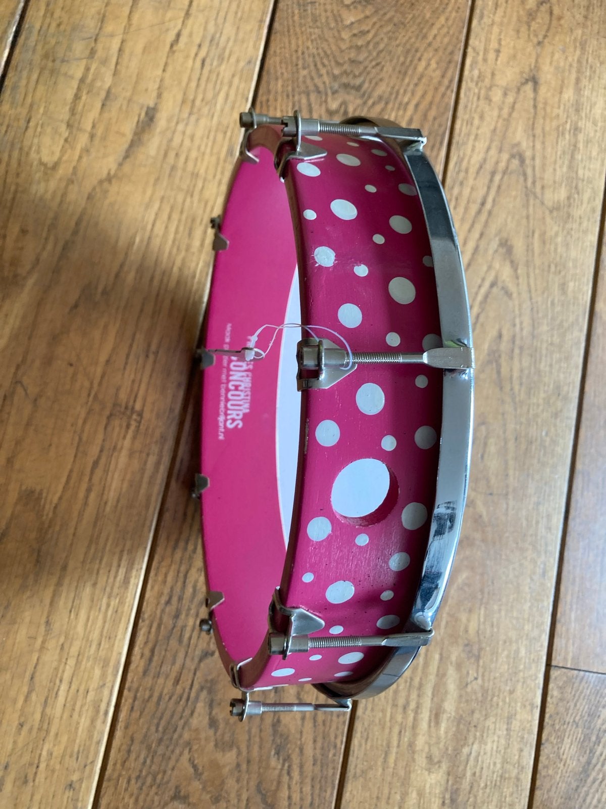 Roze kinder snare drum met stippen, Ophalen of Verzenden, Gebruikt, Overige merken